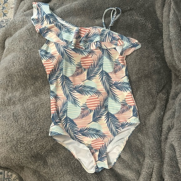 Tropical Ruffle Shoulder Strap Bathing Suit - 15/16 - NWOT - Picture 1 of 9